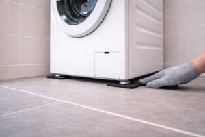 Des patins anti vibration sous la machine à laver